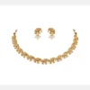 Traditional Elephant Design Gold Tone Necklace Set with Earrings - view 2