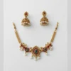 Traditional Gold Plated Peacock Necklace Set with Jhumka Earrings - view 2