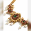 Traditional Gold Plated Peacock Necklace Set with Jhumka Earrings - view 4