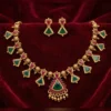 Traditional Gold Temple Necklace Set with Earrings