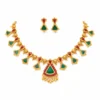 Traditional Gold Temple Necklace Set with Earrings - view 2