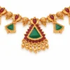 Traditional Gold Temple Necklace Set with Earrings - view 3