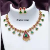 Traditional Gold Temple Necklace Set with Earrings - view 5