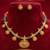 Traditional Green Lakshmi Necklace Set with Earrings