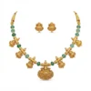 Traditional Green Lakshmi Necklace Set with Earrings - view 2
