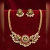 Traditional Kempu Gold Necklace Set with Earrings