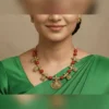 Traditional Lakshmi Temple Necklace Set with Red Beads - view 3