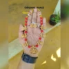 Traditional Lakshmi Temple Necklace Set with Red Beads - view 5