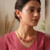 Traditional Pearl Drop Necklace Set with Earrings - view 4
